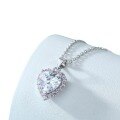 wholesale S925 Sterling Silver Pink Zircon Heart Necklace for Women, Small and Minimalist Design, Luxury Heart-Shaped Zircon Pendant Choker, European and American Style-0-4
