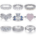 wholesale S925 Sterling Silver Heart-shaped Zircon Love Ring-0-0