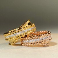 wholesale V Gold Material Pearl Ring Cross Unisex Simple Versatile Live Streaming Best-seller Wholesale Zirconia Row Ring-Rose Gold-CBJZ543-T 9