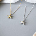 wholesale S925 Sterling Silver XT175 Korean Style Minimalist Starfish Five-Point Star Short Pendant Necklace Chain Accessory for Students Women's Silver Jewelry-0-3