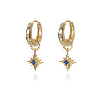 wholesale 925 Sterling Silver Vintage Fashion Blue Star Zircon Earrings For Women, Ins-E3361-Gold 925 Silver