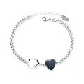 wholesale S925 Sterling Silver Trendy Hip-Hop Style Resin Heart Goodluck Meaningful Bracelet-0-4