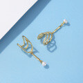 wholesale Metal material European and American style personalized temperament non-pierced ear clips niche design ins style freshwater pearl tassel ear drops women's ear accessories-0-3