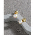 wholesale S925 Sterling Silver ET436 Korean Version Ins Niche Design Minimalist Irregular Freshwater Pearl Textured Stud Earrings for Women-0-1