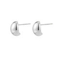 wholesale Metal Material: 999 Silver European and American style silver bean stud earrings, high-end feeling ear accessories, popular on social media, simple and trendy new design, versatile for women-0-4