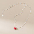 wholesale S925 Silver Nalan Fresh Sweet Ins Style Small Unique Design Exquisite Red Heart Light Bead Necklace Y02119-0-3