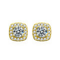 Gold-Plated S925 Silver Classic Four-Prong Moissanite Stud Earrings, Cross-Border Hot Seller-0-15