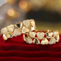 wholesale S925 Sterling Silver Red Elk Hollow-Out Heart Ring, Versatile Light Luxury Retro Fashion Women's Band Ring for Commuting-BZ0056-Gold US Size 9