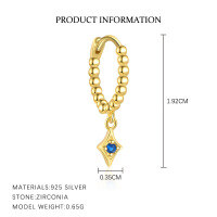 wholesale S925 Sterling Silver Cross-border Star-shaped Zircon Earrings For Women, Fashionable And Versatile Design-E5261-Gold/Single 925 Silver