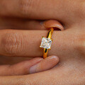 18K Gold Plated S925 Silver 1ct Princess Cut Moissanite Ring-0-2