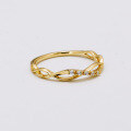 wholesale S925 silver plated 14k gold with white zirconium, Dunli Jewelry summer minimalist line ring-0-2