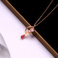 wholesale 925 Silver Japanese Rose Gold Floral Shell Pendant Necklace, New Drop-shaped Collarbone Chain for Women-0-2