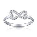 wholesale 925 Sterling Silver Bow Heart Ring for Women, Cross-Border Europe and America, Ins Style Silver Ring-0-1