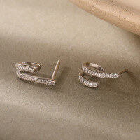 wholesale 925 Silver Cross-border Wholesale Women's Earrings,ins,。-E411E_White Gold Earrings 925 Silver
