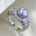 wholesale S925 Sterling Silver Style "Rich Lady's Joy" Design 8mm Women's Ring with Luxurious Inlay-0-0