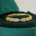 S925 Silver 18K Gold Plated Moissanite Eternity Band Ring-0-0