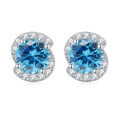 wholesale 925 Sterling Silver European and American Fashion Blue Sapphire Zircon Stud Earrings, Unique Earrings, Pure Silver Earrings, Niche Elegant and Exquisite Wholesale-0-7