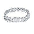 wholesale 925 Silver Plated Double Row Full Moissanite Cuban Chain 12mm Men's Bracelet Hip Hop Jewelry-0-4