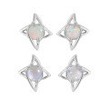 wholesale S925 Sterling Silver 255 Four-Pointed Star Stud Earrings for Women, High-End, Niche, Stylish, Inlaid with Natural Moonstone, Ins-Inspired Silver Earrings-0-4