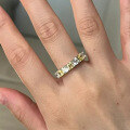 wholesale S925 Sterling Silver Yellow and White Pagoda Row Diamond Ring High Carbon Diamond Stackable Ring for Women Ins-0-3
