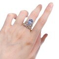 wholesale Metal material first, Mu Jing Jewelry Live New Crown Ring 8*12 Aquamarine Zircon Ring for Women, Simple and Stylish Celebrity Fashion-0-4