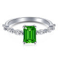 wholesale S925 Sterling Silver Emerald High-Carbon Diamond Ring, Luxe Vintage Elegance with a High-End Feel, Cross-Border Women's Ring-0-8