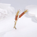 wholesale Metal material minimalist and elegant harvest wheat ear brooch, small luxury style plant floral pin for suit coat accessory-0-0