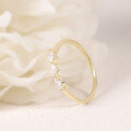 wholesale S925 sterling silver and gold-plated three-stone oval moissanite ring, Golden Dawn series, thin band-0-1