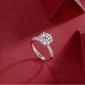 Gold-Plated 925 Pure Silver Moissanite Micro-Set Six-Prong Ring for Women-0-2