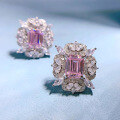 wholesale S925 Sterling Silver with Yellow and Pink Diamonds 7*9mm Emerald Cut Full Diamond Lavishly Set Butterfly Earrings-0-3