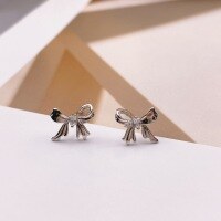 wholesale S925 Sterling Silver Maker Sweet Dream Butterfly Ribbon Earrings Fashion Niche Design Elegant High-End Earrings Girlfriend Gift-Bowknot Earrings>925 Silver
