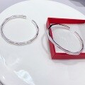 wholesale S999 Pure Silver Bamboo Joint Bangle Women Original Niche Design Openable Minimalist Sterling Silver Bracelet Birthday Gift-0-1