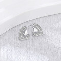 wholesale 925 Sterling Silver Asymmetric Diamond-Encrusted Heart Stud Earrings for Women, European and American Minimalist Niche Design Sweet Full Diamond Heart-shaped Ear Accessories-0-1