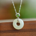 wholesale Wholesale of Metal Material Natural Jade Peace Ring Pendant Necklace for Women, Hanfu, Qipao, Literary and Retro Style Hetian Jade Jewelry-0-0