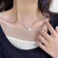 wholesale S925 metal women's heart-shaped necklace, Korean-style, ins minimalist, collarbone chain, student temperament, internet-famous, small fresh, niche-0-1