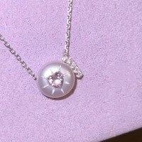 wholesale 925 Sterling Silver Natural Baroque Button Pearl Heart Pink Diamond Starlight Necklace Vintage Fairy Pink Purple Collarbone Chain-Heart Purple Diamond 925 Silver