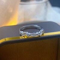 wholesale S925 Sterling Silver Korean Style Fashion Minimalist Leaf Diamond Open Adjustable Women's Ring, Niche Unique Design-Jade Leaf Ring Adjustable opening