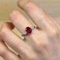wholesale S925 Sterling Silver Classic Oval Pigeon Blood Red Diamond Ring Set with Red Corundum, Light Luxury Everyday Commuter Ring-0-5