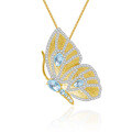 wholesale S925 silver designer topaz brooch pendant convertible butterfly series high-end natural sapphire necklace-0-6