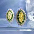 wholesale S925 Sterling Silver Micro-Paved 6*13 Yellow Marquise Diamond Luxury Full Diamond Classic Earrings-0-2