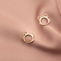 wholesale S925 silver cute hollow-out cat ear short stud earrings summer Korean style women sweet ear accessories G9806-0-3