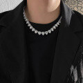 wholesale S925 Silver Heart-Shaped Full Diamond Necklace Collarbone Chain Luxurious Fashion SocialiteWomen's Style Live Broadcast Edition-0-3