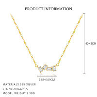 wholesale S925 Sterling Silver Square Stud Earrings For Women, Versatile, Small And Exquisite, Luxury Zircon, French Minimalist Style, Cross-border-A4013-Gold 925 Silver