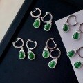 wholesale S925 Sterling Silver Natural Jadeite Gourd Earrings with Ear Hooks, Celebrity Yang Mi's Same Style, Live Streaming Jewelry Supply-0-2