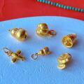 wholesale Sterling Silver Gold Plated Wire Drawing Gourd Pendant DIY Bracelet Necklace Accessories Bell Pumpkin Ruyi Airplane-0-0