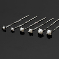 wholesale S925 silver, Nalan small fresh sweet ins styledesign synthetic pearl short earring ear thread M05684-Silver-Pair 3mm