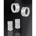 wholesale S925 sterling silver women's ear clips with a unique, niche, and luxurious honeycomb design, featuring micro-set zirconia for an elegant and sophisticated look-0-1