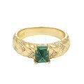 wholesale Pure Silver with Retro Gold Tone Lab-Grown Emerald Sugar Loaf 5*6mm Ring for Women, Popular on Xiaohongshu-0-4