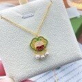 wholesale S925 Sterling Silver Enamel-Inlaid White Chalcedony Ruyi Lock Pearl Necklace for Women, Fashionable Ethnic Style Niche Design-0-6