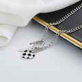 wholesale S925 Sterling Silver OT Buckle Love Heart Black and White Checkerboard Necklace, Ins Trendy Niche Stylish Pendant for Women-0-3